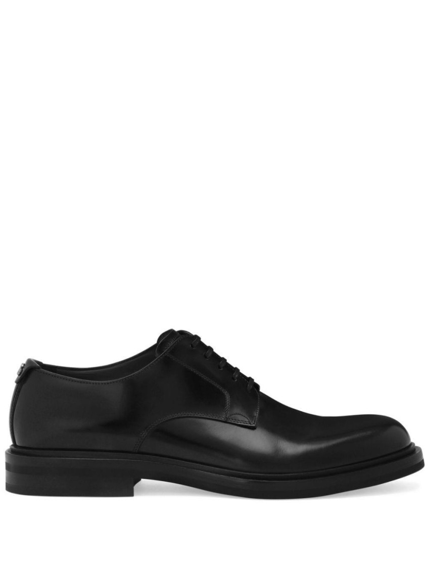 Dolce & Gabbana Black Leather Lace Up Shoes In Black