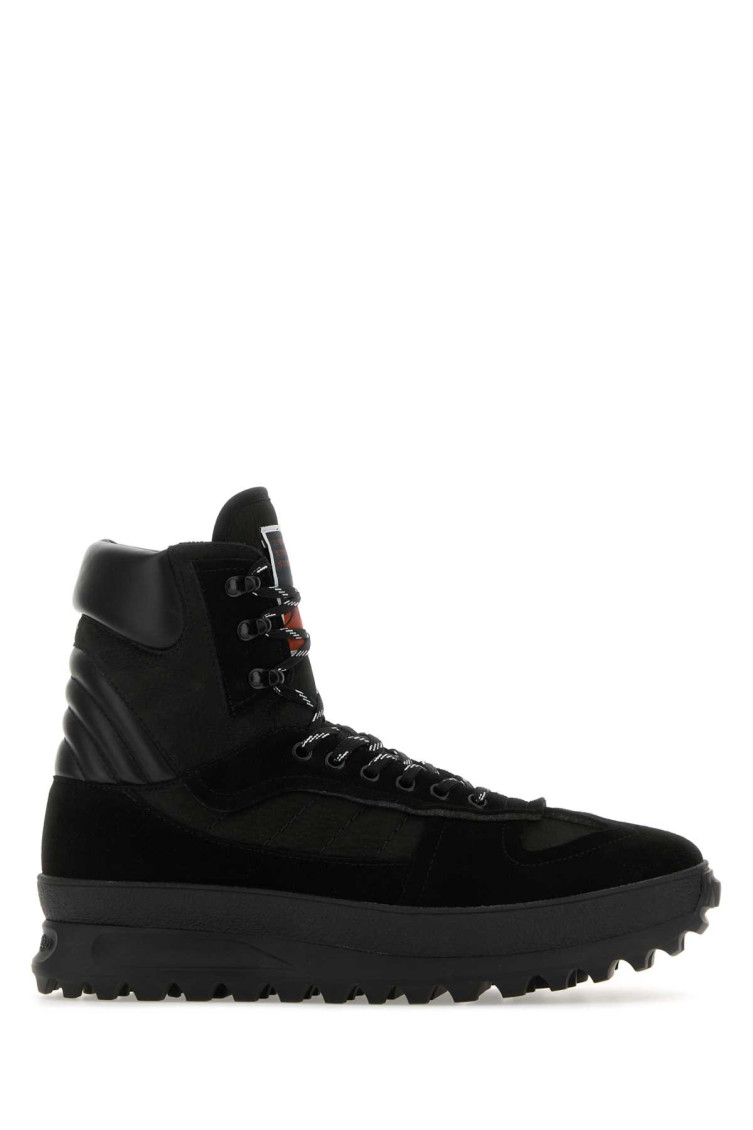 Maison Margiela Mm22 Leather Climber High-top Sneakers With Suede Trims In Black