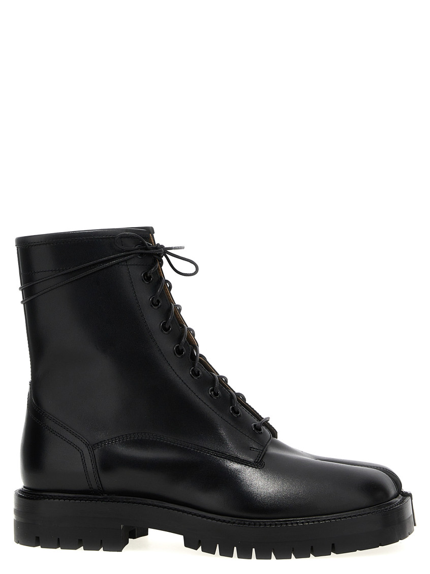 Shop Maison Margiela Black Lace Up Ankle Boots