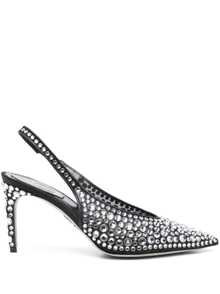 René Caovilla Rene Caovilla Gilda 80 Crystal Slingback In Black