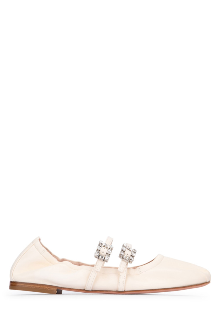 Roger Vivier "nappa Ballet Flats With Strass Buck In White