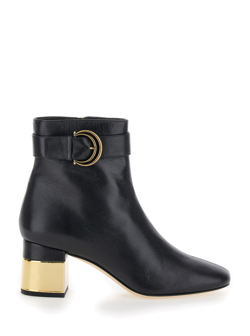 Chloé 'alize' Black Ankle Boots With C Buckle In Black
