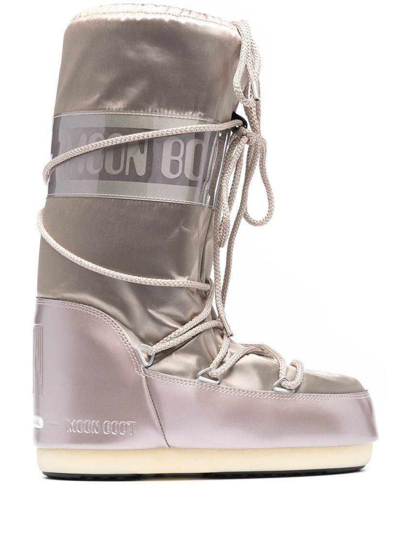 Moon Boot Moonboot Metallic Boots With Lace-up Design In Rose Gold