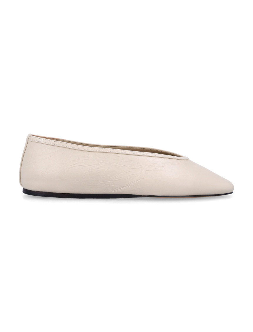 Shop Le Monde Beryl Off White Leather Ballet Flats