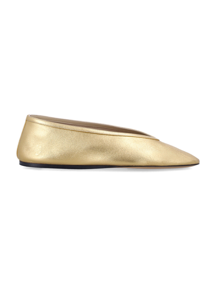 Shop Le Monde Beryl Golden Leather Ballet Flats