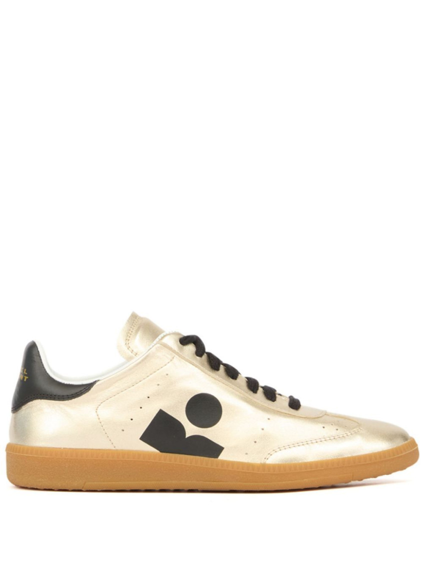 Isabel Marant Shiny Leather Kaycee Sneakers In Golden