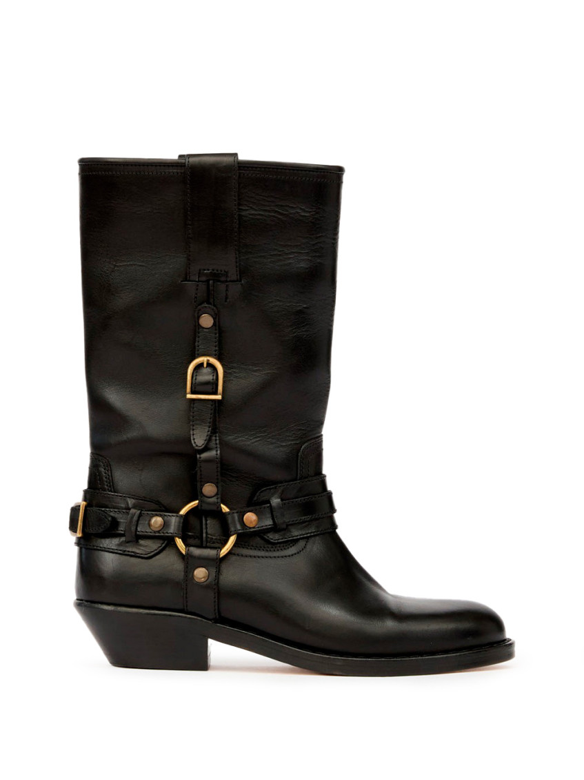 Isabel Marant Knee-high Leather Boots With Buckle Detail In Black