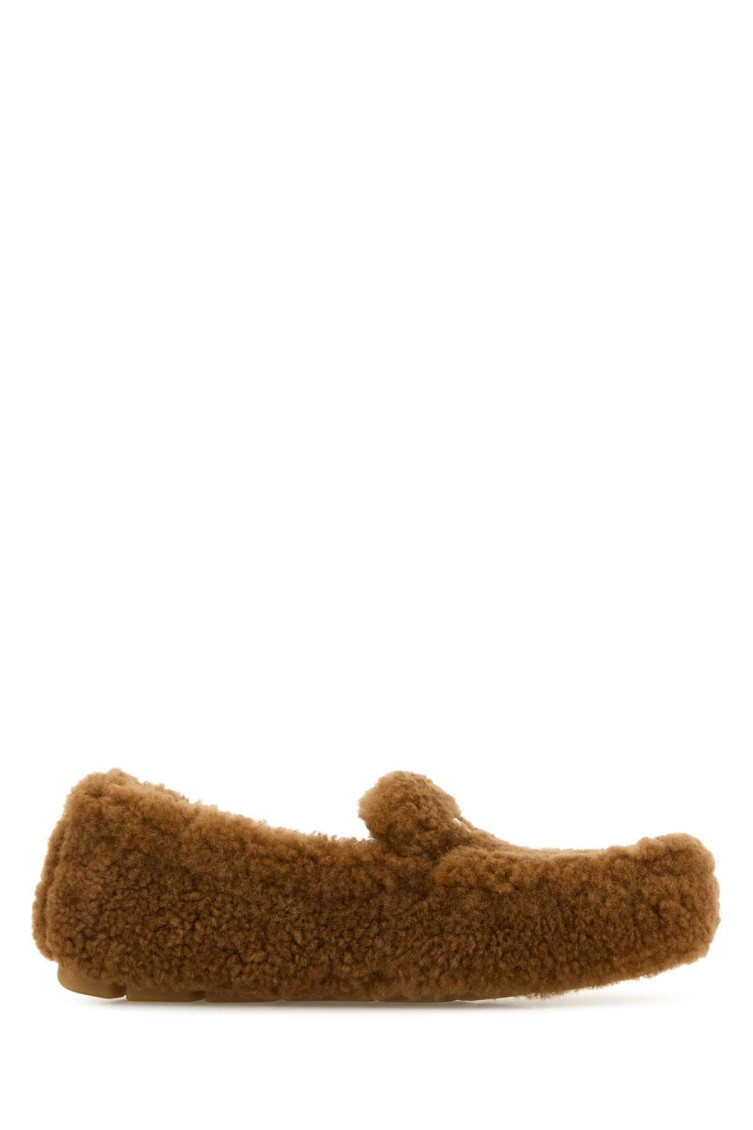 Prada Brown Slip On Loafers In Brown