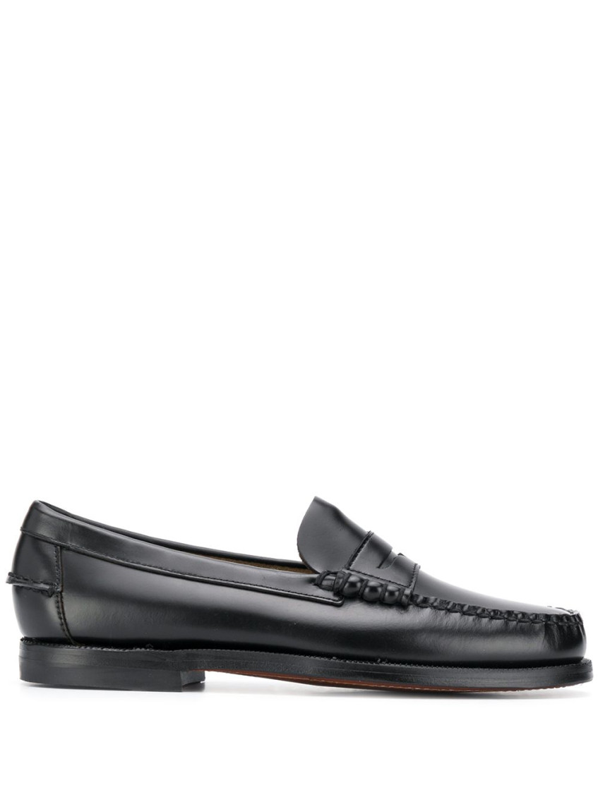 Shop Sebago Black Leather Loafers