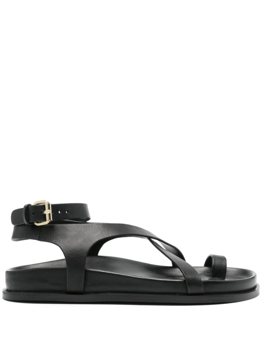 A.emery Black Minimalist Sandals With Crisscross Straps In Black