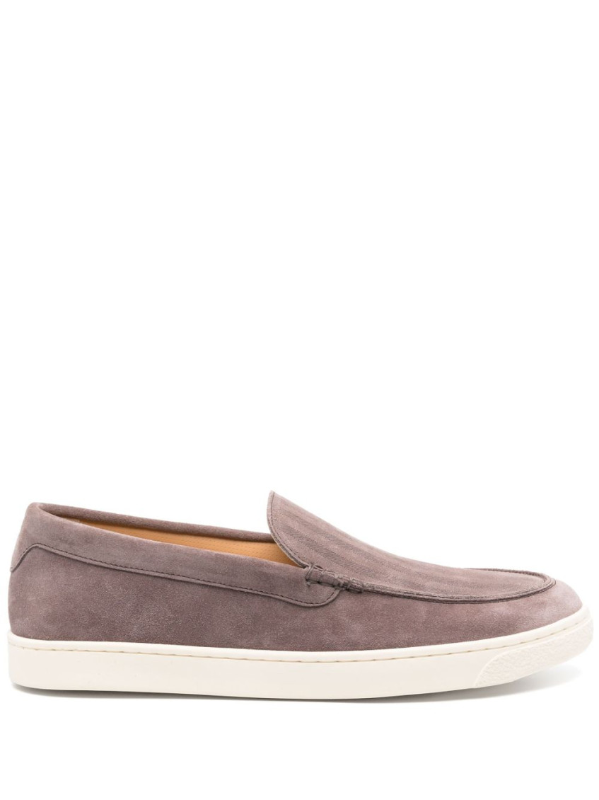 Brunello Cucinelli Suede Calf Leather Slip-on In Grey In Taupe