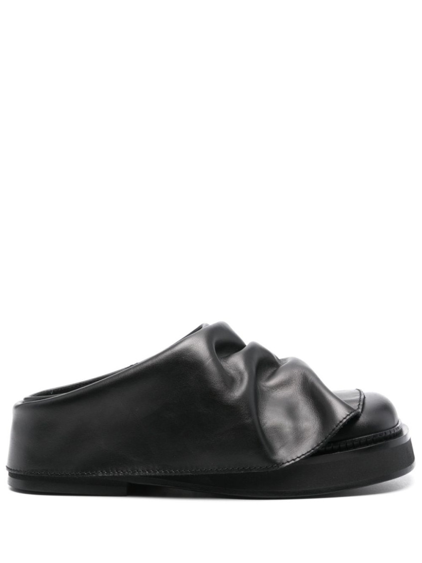 Attico Black Leather Mules