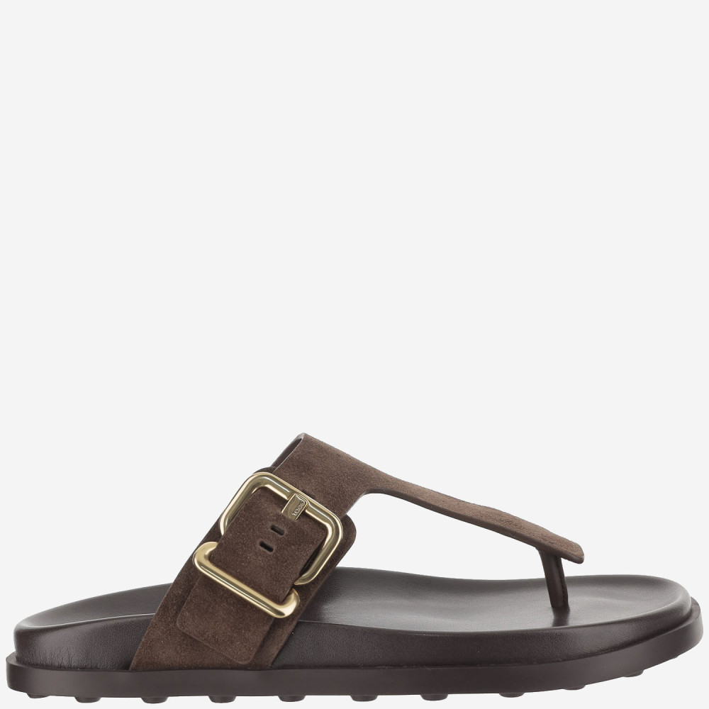 Tod's Buckle Detail Flat Sole Open Toe Slide