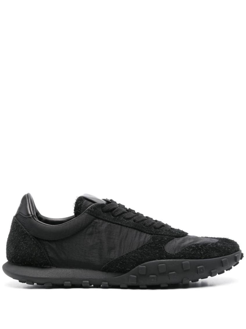 Jil Sander Suede Panel Round Toe Rubber Sole Sneakers In Black