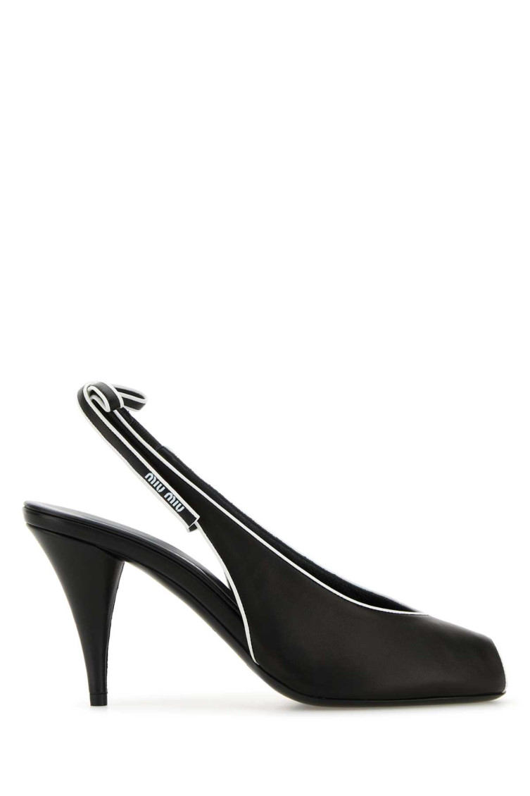 Miu Miu Nappa Leather Sandals Contrast Trim Peep Toe