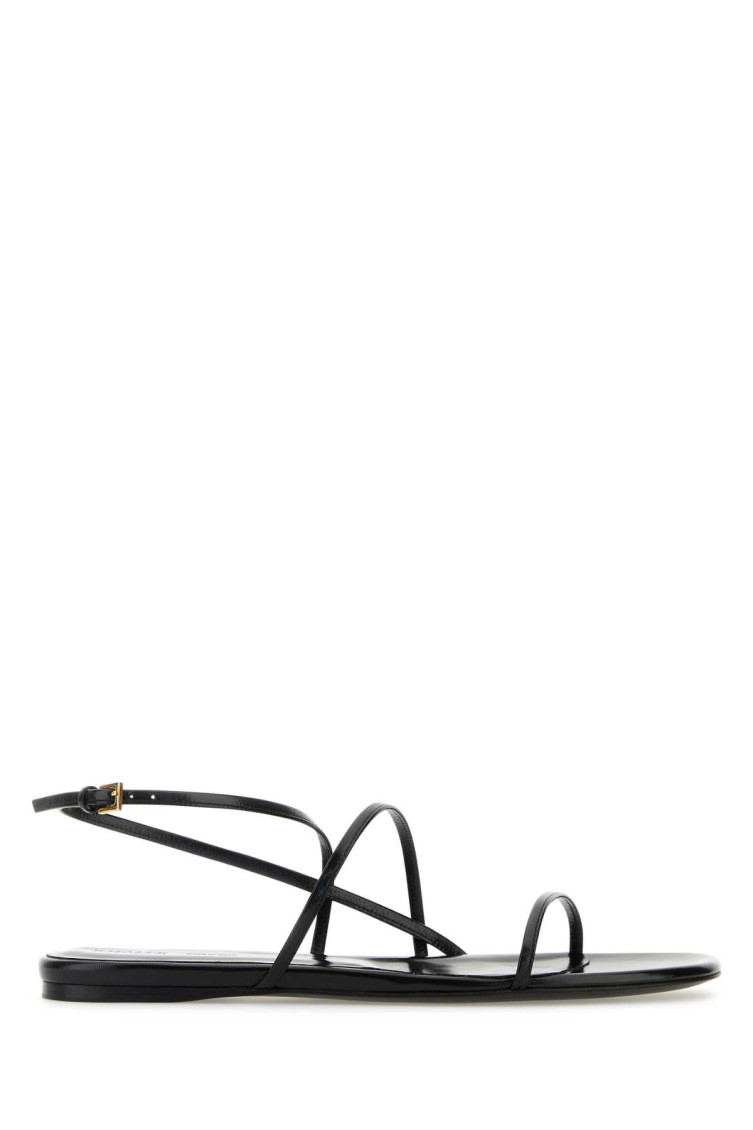 Shop Khaite Black Leather Sandals