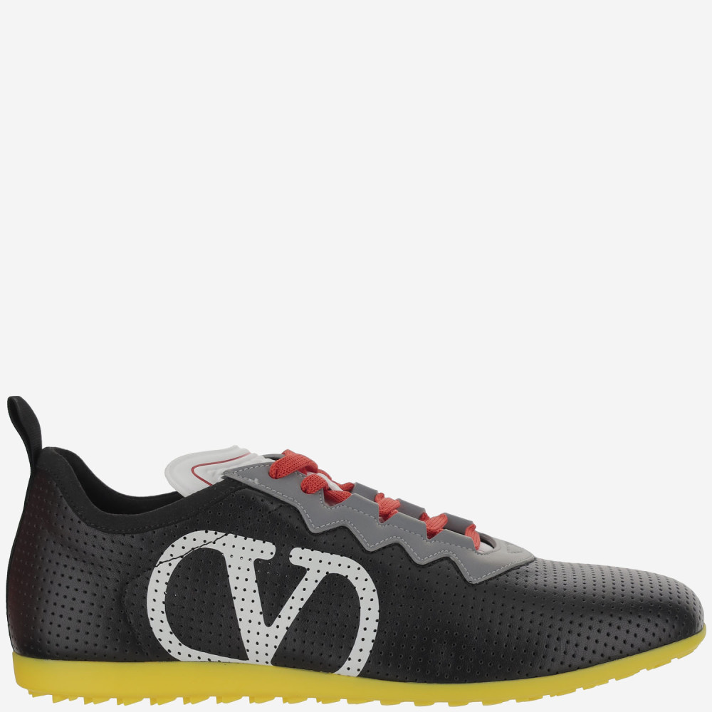 Valentino Garavani Black Sneakers With Asymmetric Toe And Vlogo Detail On The Side In Tech Fabric Ma In Black