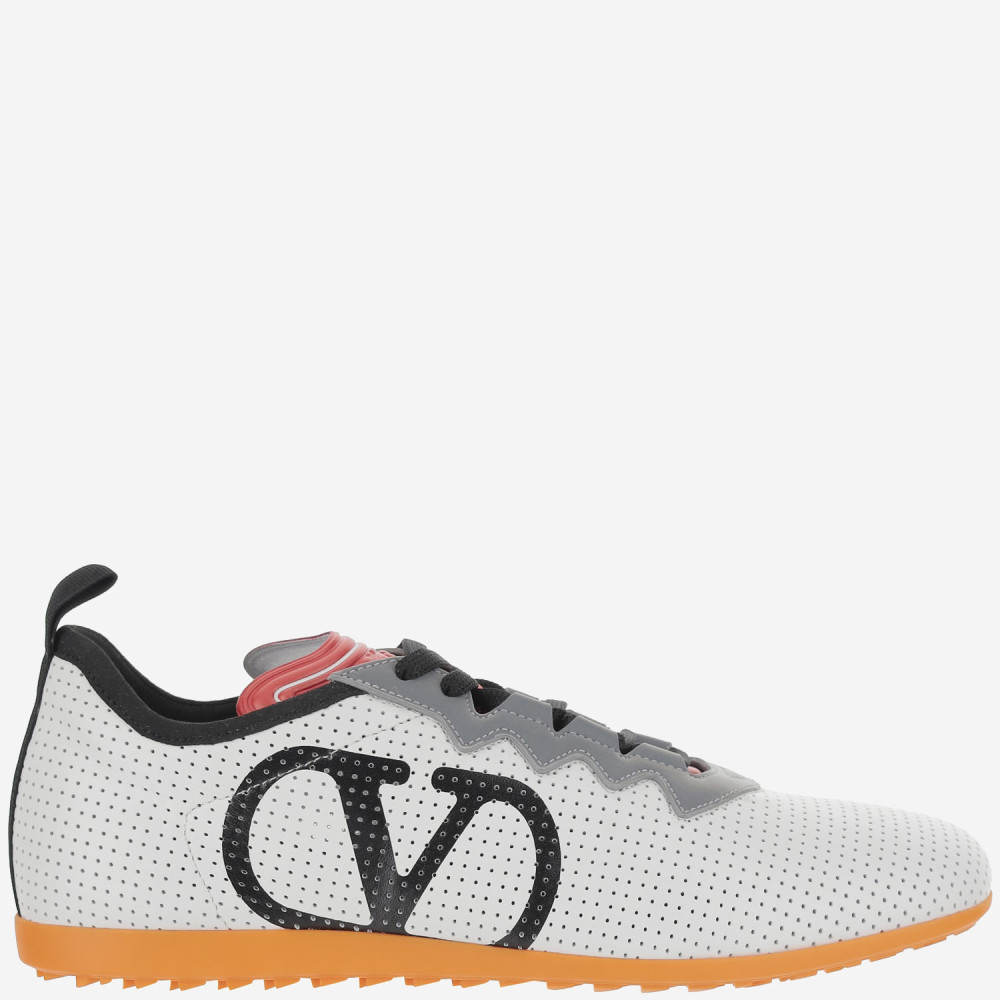 Valentino Garavani White Sneakers With Asymmetric Toe And Vlogo Detail On The Side In Tech Fabric Ma