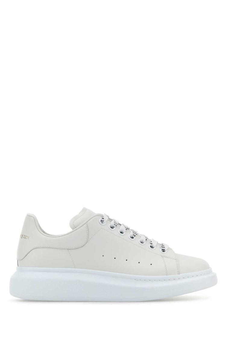 Alexander Mcqueen Chalk Leather Sneakers With Chalk Leather Heel In White