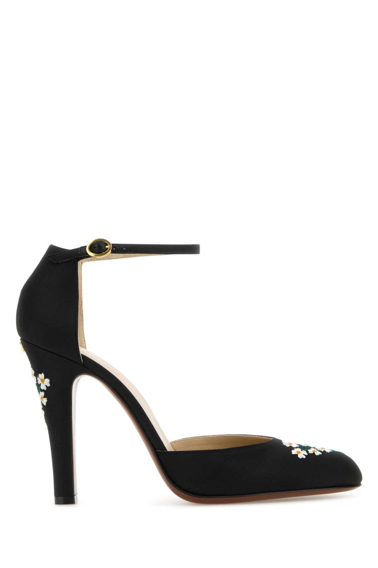 Valentino Garavani Hi Dolly Fabric Pumps With 105 Mm Floral Embroidery Woman Black 41 In Black