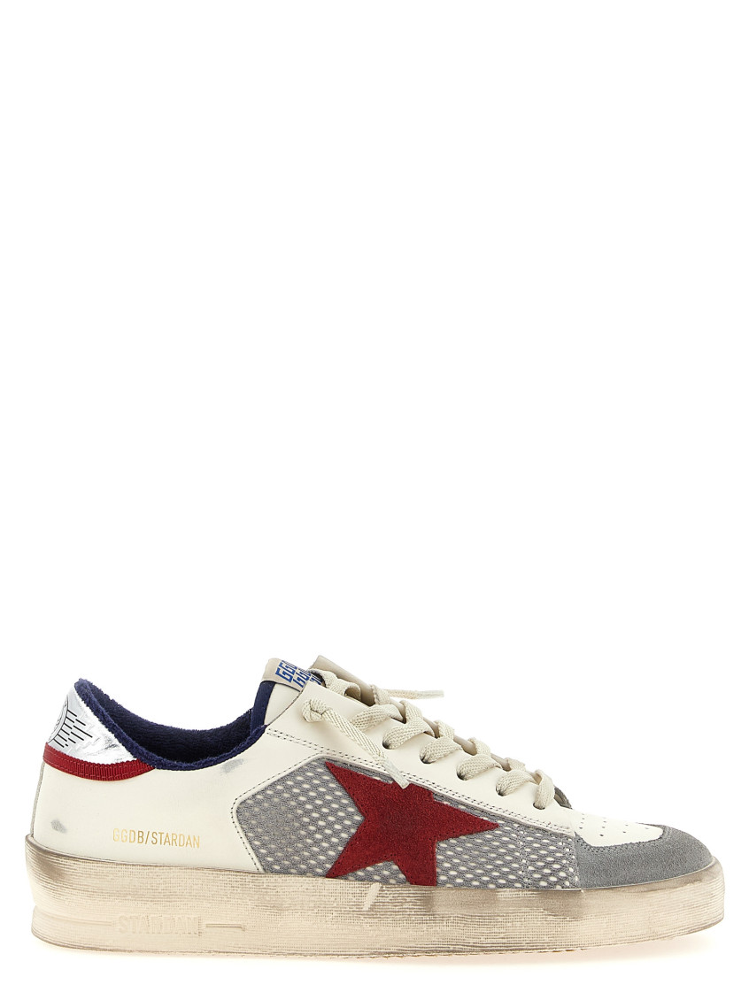 Golden Goose Stardan Leather And Net Upper Suede Toe And Star Laminated Heel Sneakers White In Multi