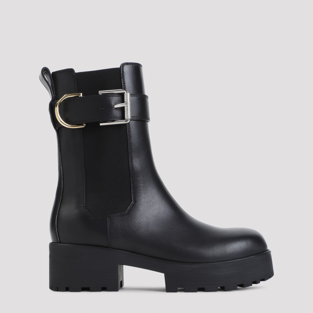 Givenchy Voyou Leather Buckle Chelsea Boots In Black