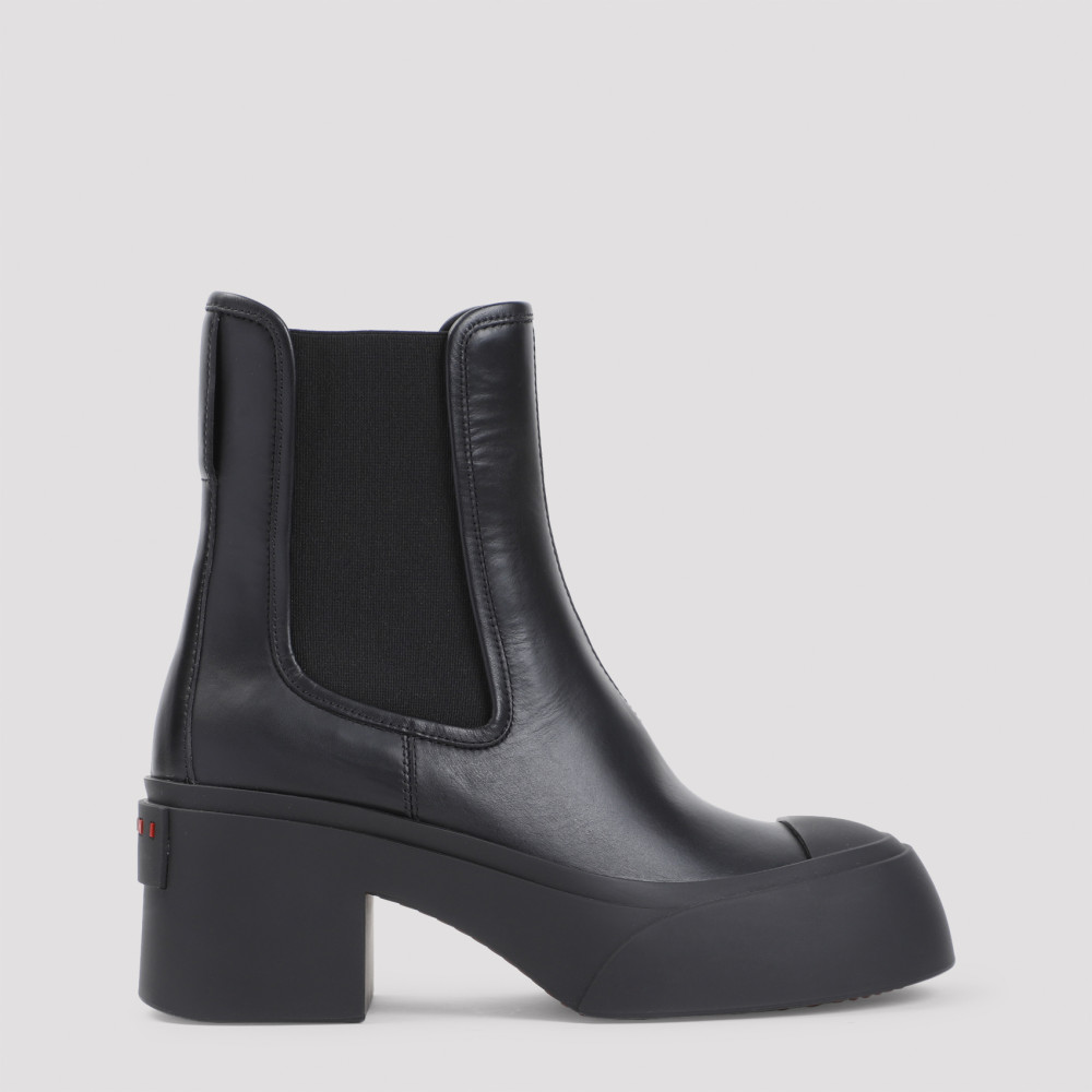 Shop Marni Black Ankle Leather Boots