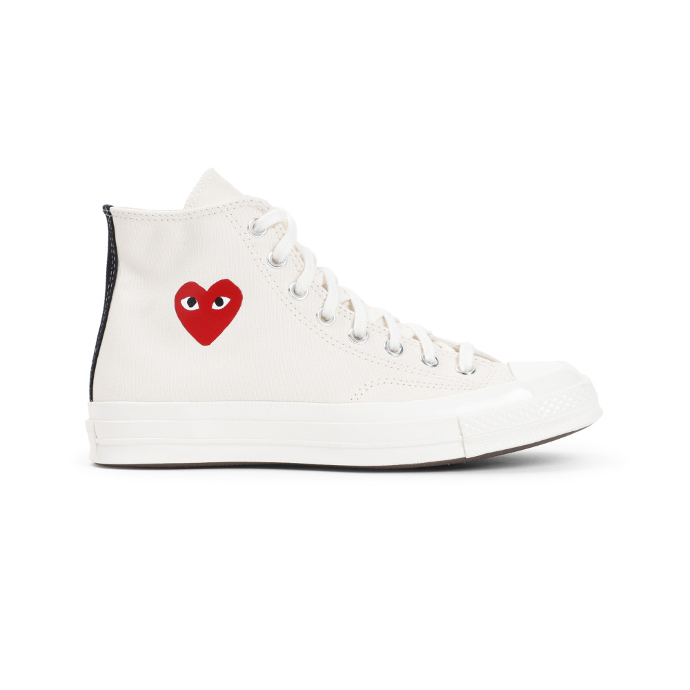 Comme Des Garçons High-top Sneakers With Iconic Heart Design And Rubber Sole In White