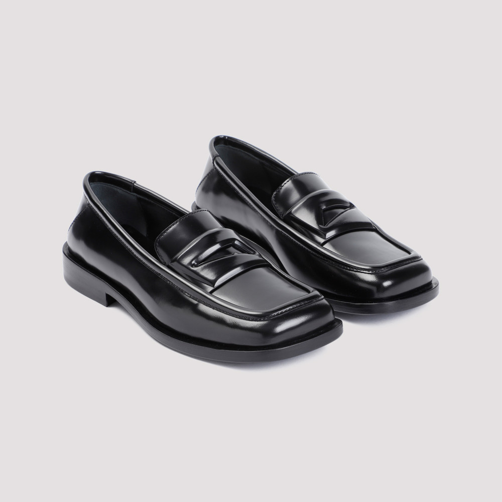 The Attico Black Amanda Leather Loafers for Women Online