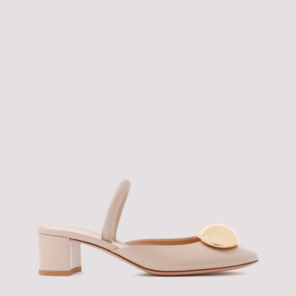 Shop Gianvito Rossi Beige Nappa Leather Slingback Pump