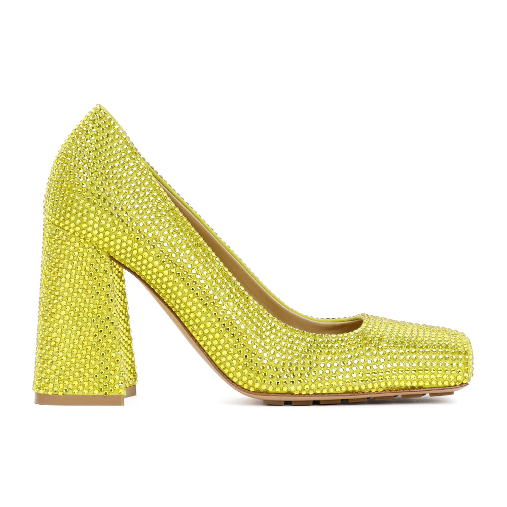 Bottega Veneta Gem-embellished Square-toe Pumps In Neon Green