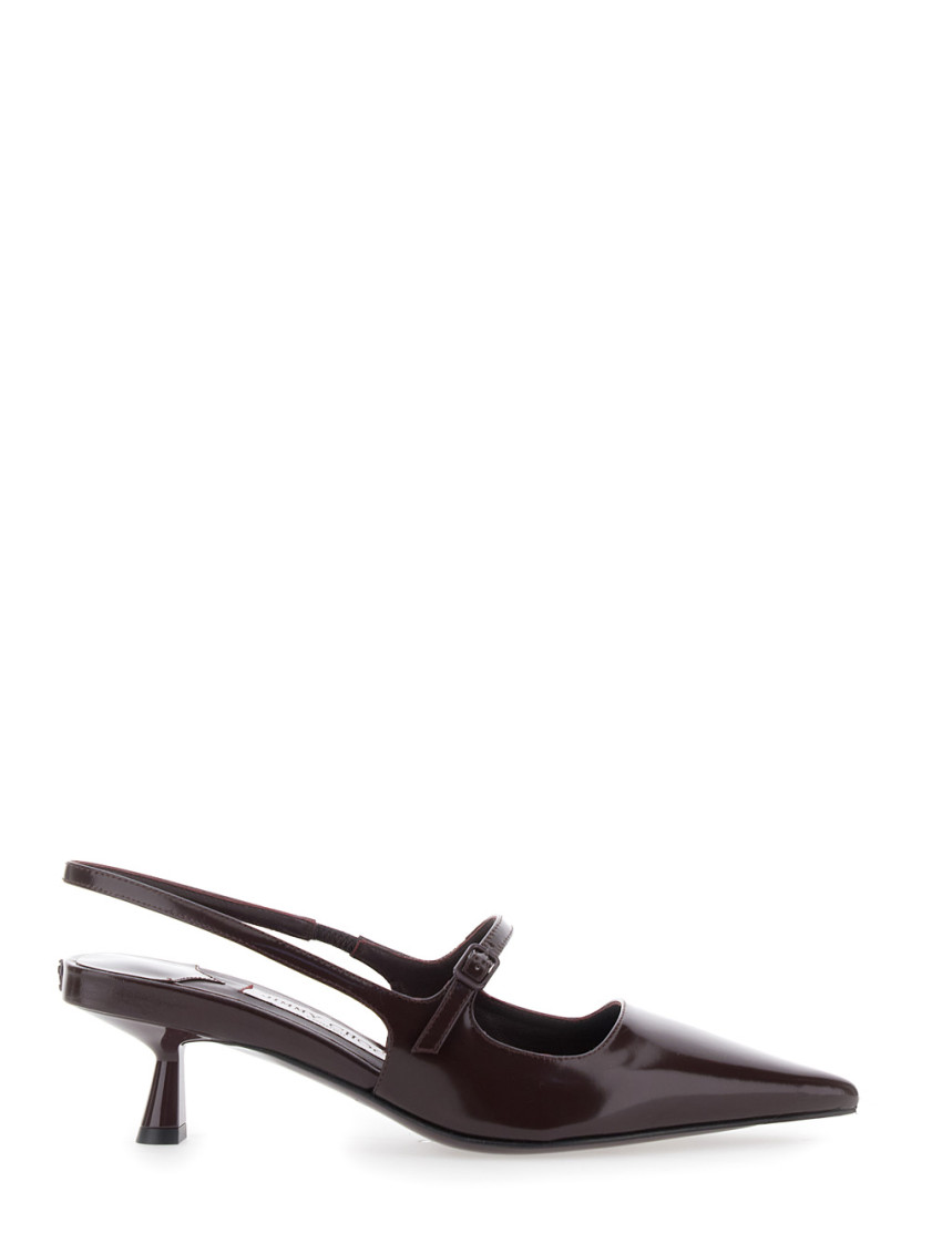 Jimmy Choo Didi 45 Slingback In Brushed Leather In Burgundy