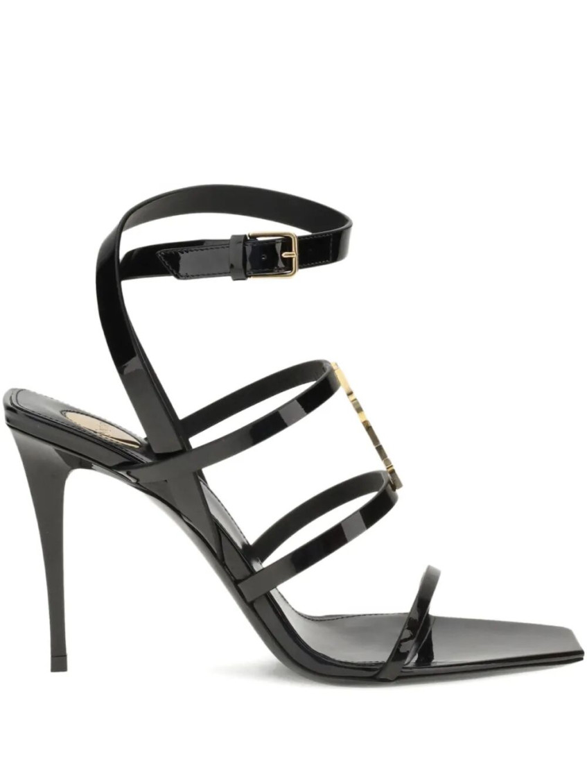 Saint Laurent Cassandra Sandals In Patent Leather Shoes In Black