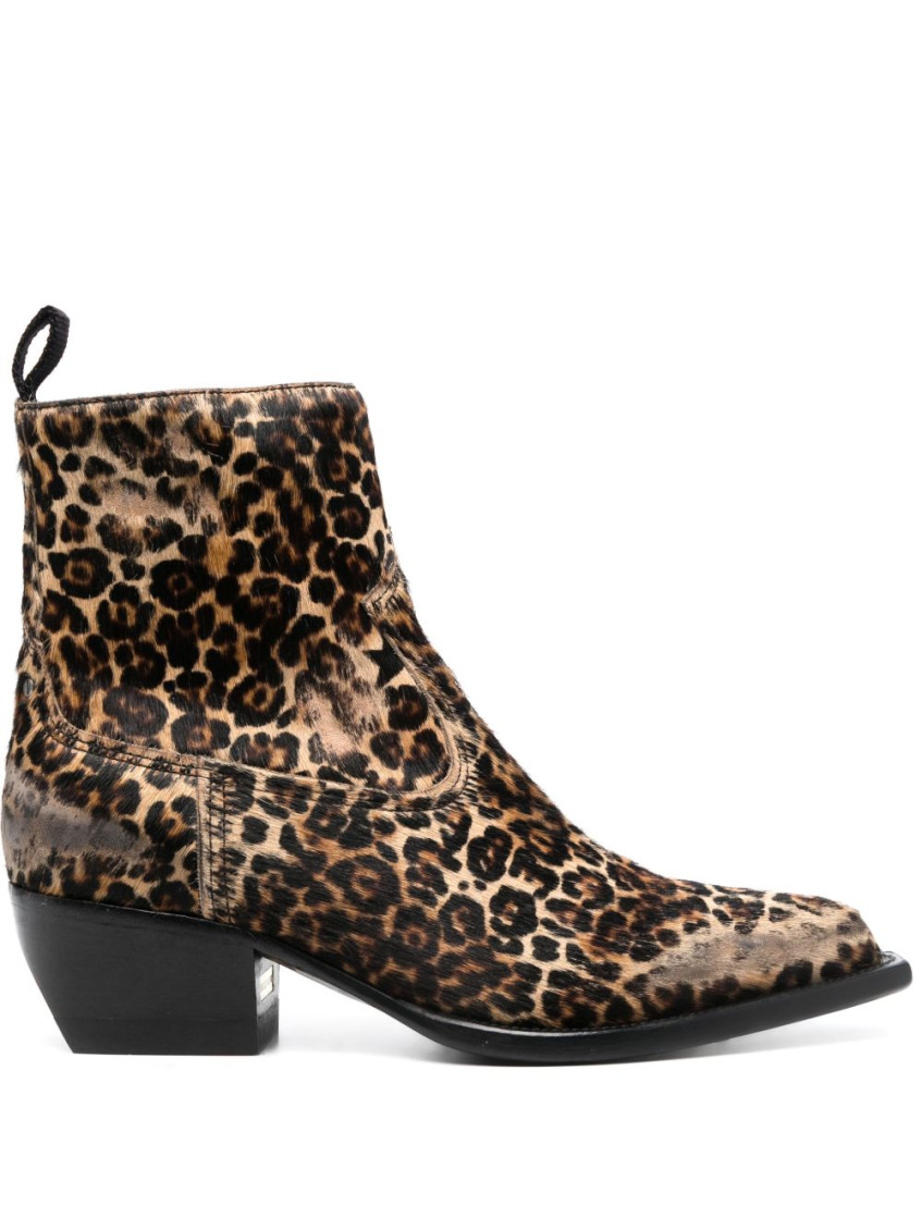 Golden Goose Leopard Print Pointed-toe Boots In Animal Print