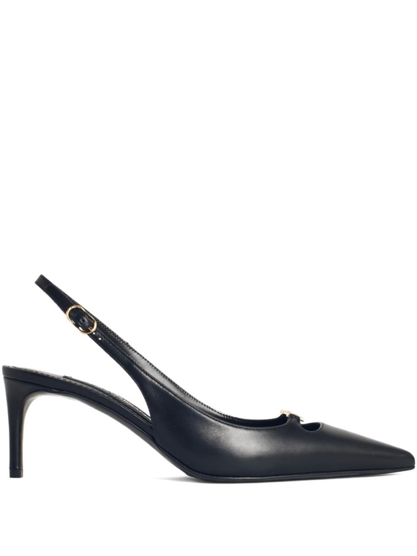 Dolce & Gabbana Pointed Toe Slingback High Heel Sandals In Black
