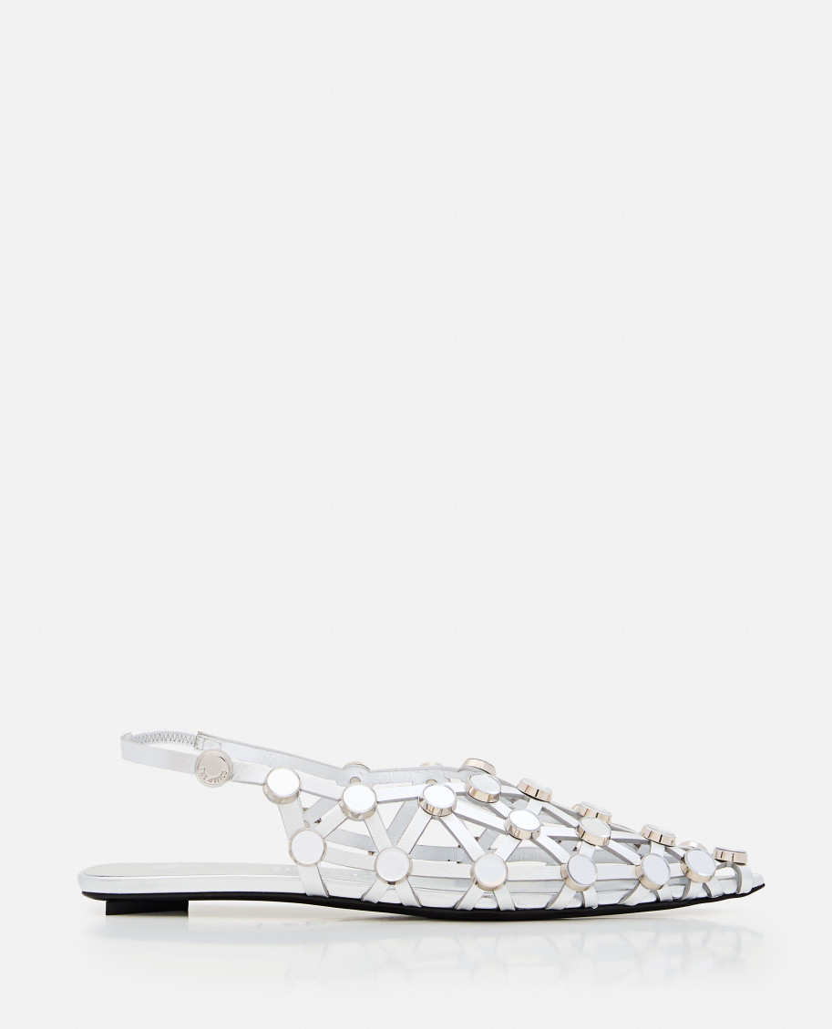 Attico Silver Leather Ballet Flats In Silver