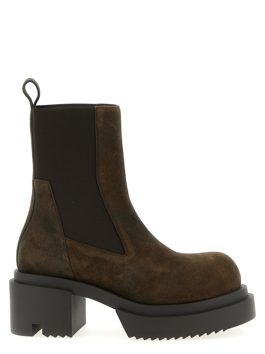 Rick Owens Elastic-strap Platform Boots In Brown