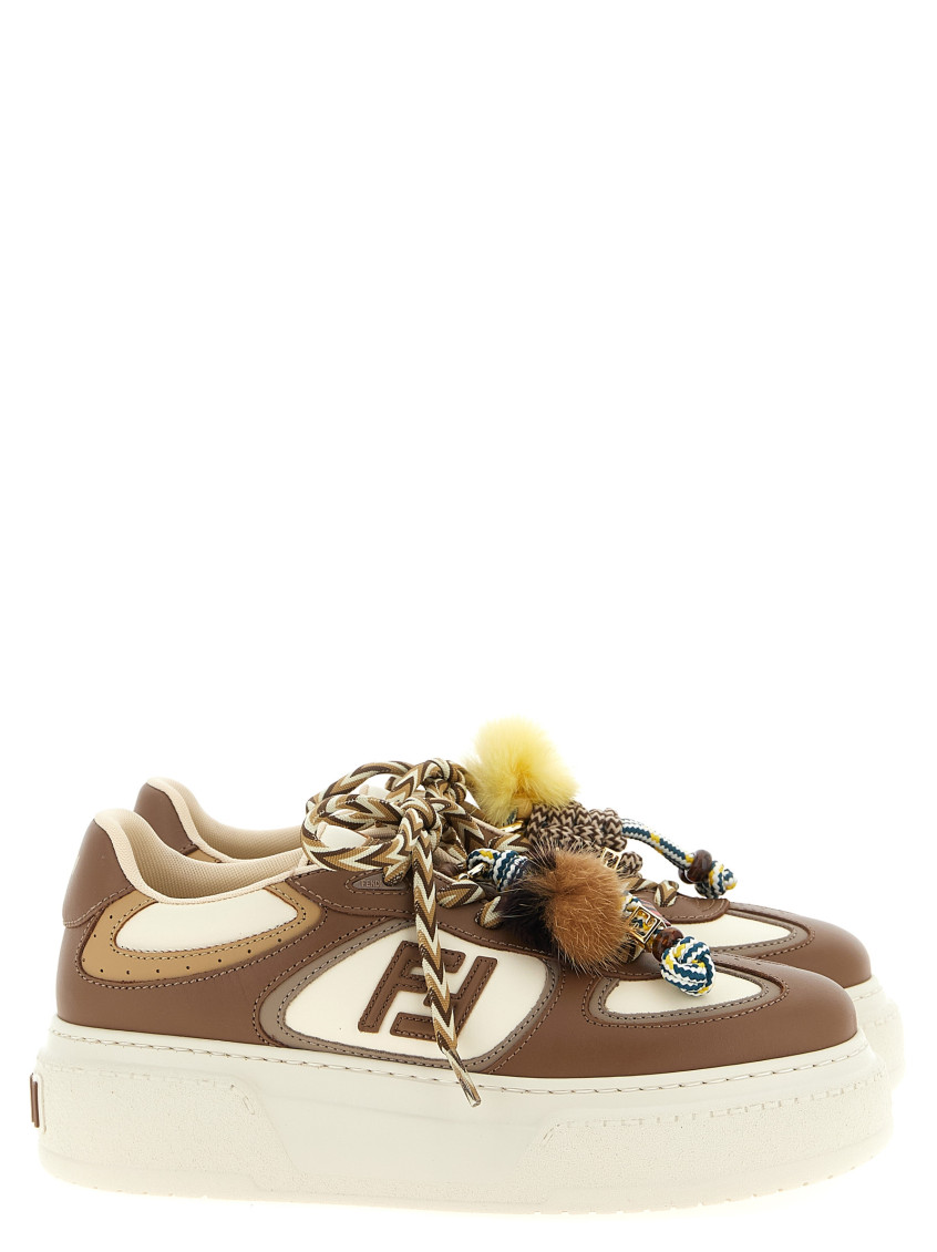 Fendi Sneakers Chunky Sole Contrast Panels In Brown