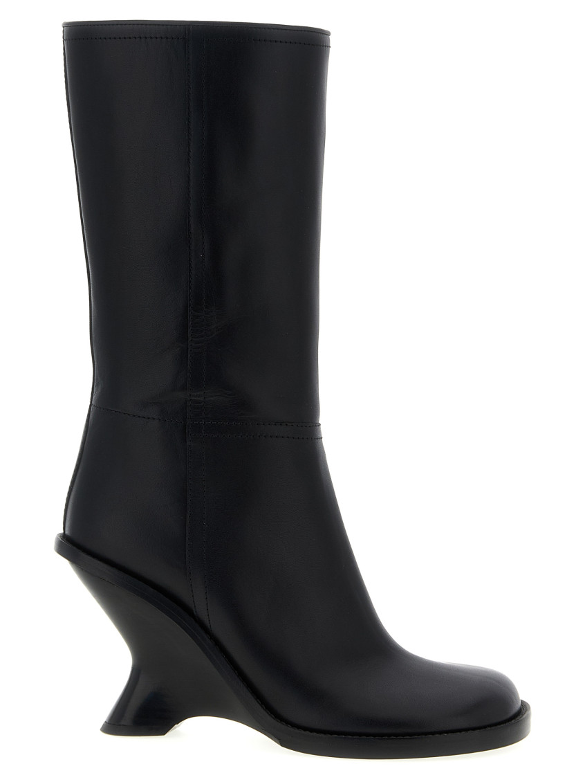Dries Van Noten Curved Wedge Heel Boots Boots And Ankle Boots Black In Black