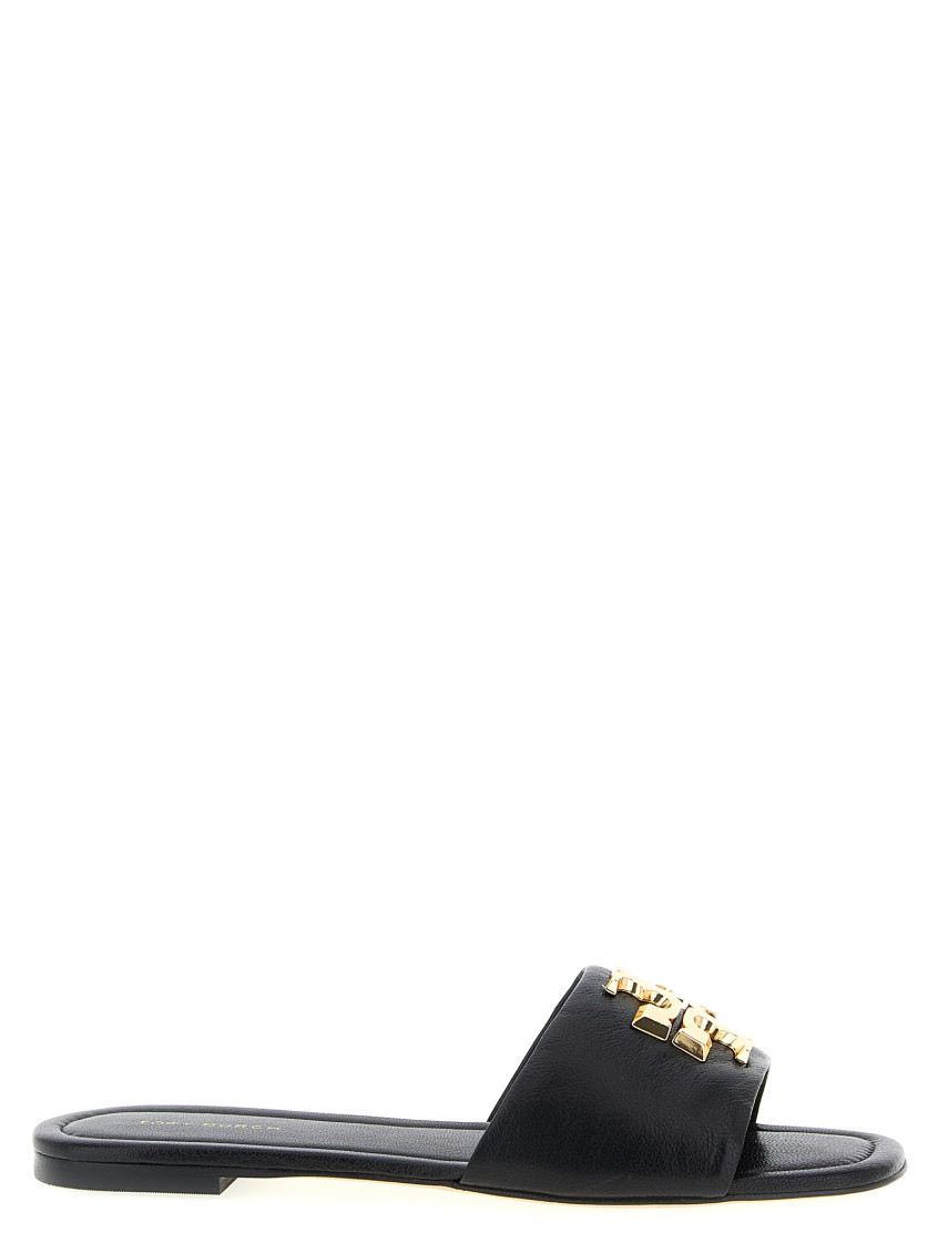 Tory Burch Open Toe Flat Sole Gold-tone Hardware In Black