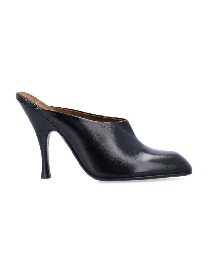 Khaite Black Leather Mules