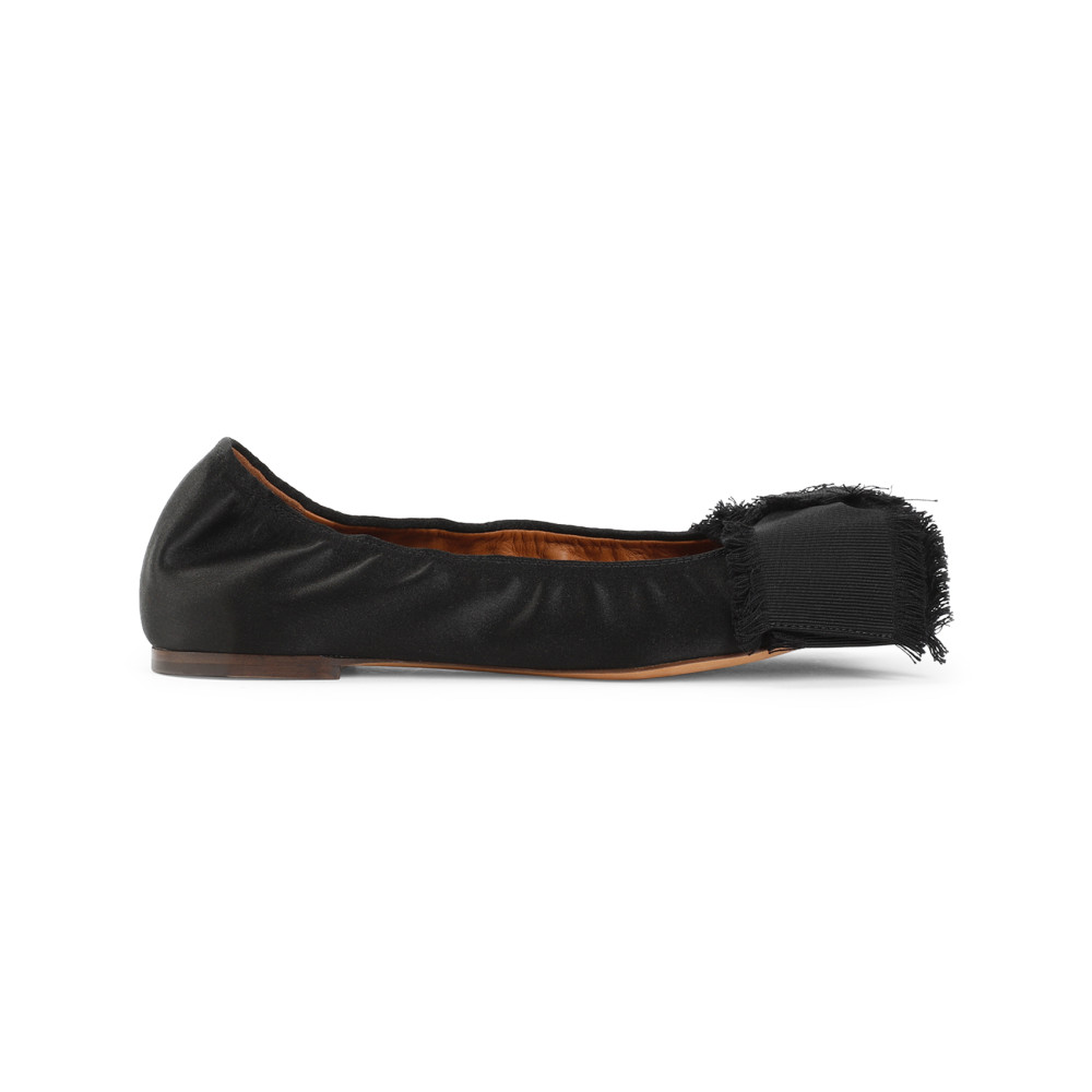 Lanvin Satin Bow Ballet Flats In Black