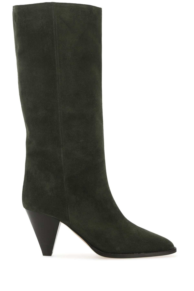 Isabel Marant Riria Suede Knee-high Boots In Dark Green