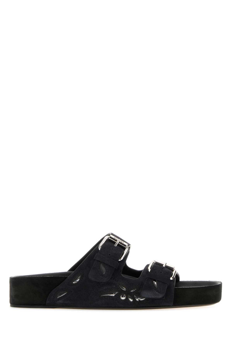 Isabel Marant Black Suede Lennyo Slippers In Black