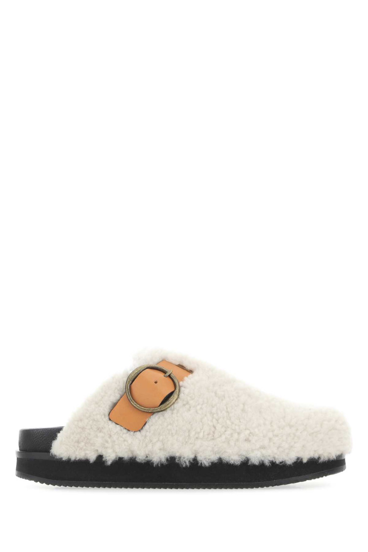 Isabel Marant Mirst Genuine Shearling Clog In White