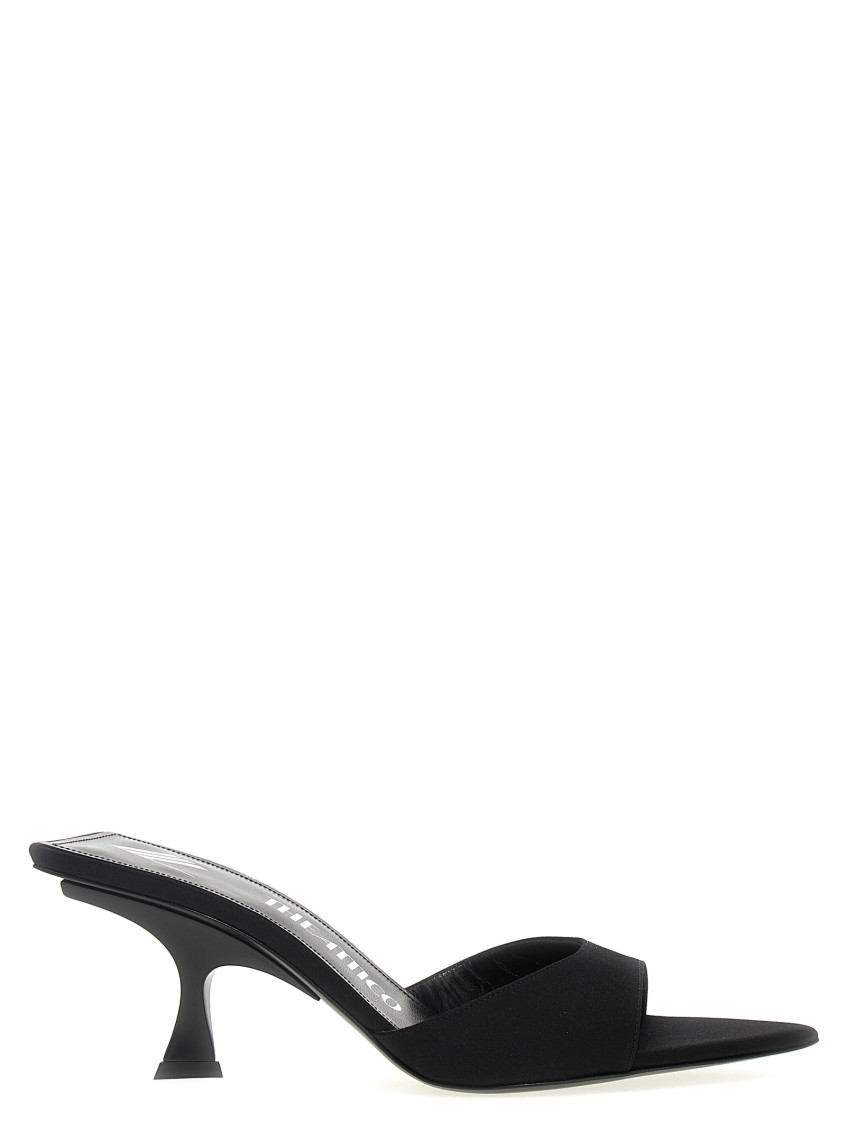 Attico Kitten Heel Open Toe Single Strap Mules In Black