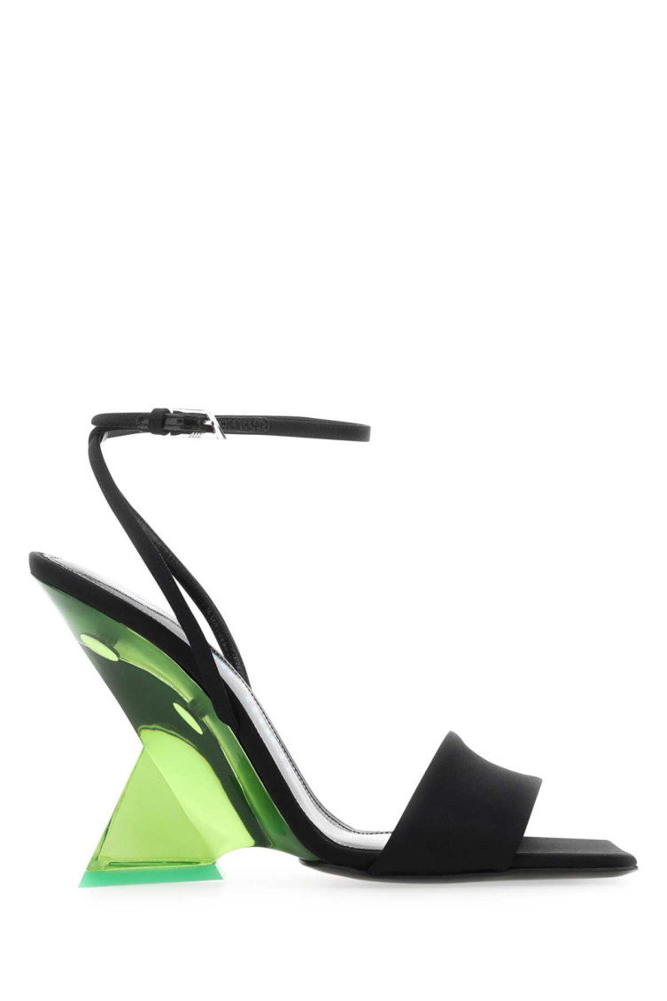 Attico 105mm Cheope Poly Wedges Sandals In Black