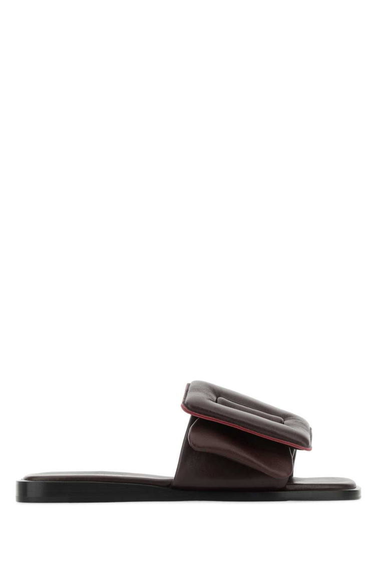 Boyy Dark Brown Leather Puffy Sandals In Dark Brown