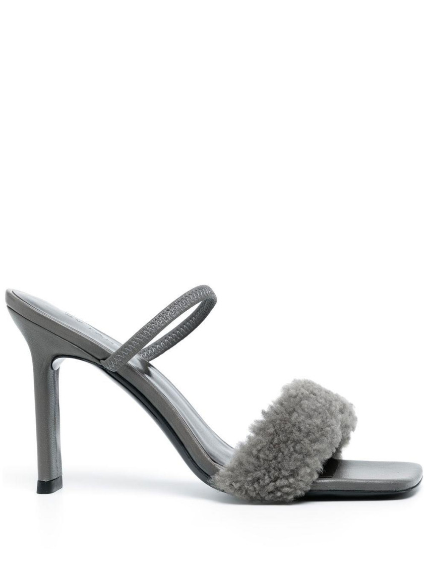By Far Ada Double Strap Heeled Sandals In Grey