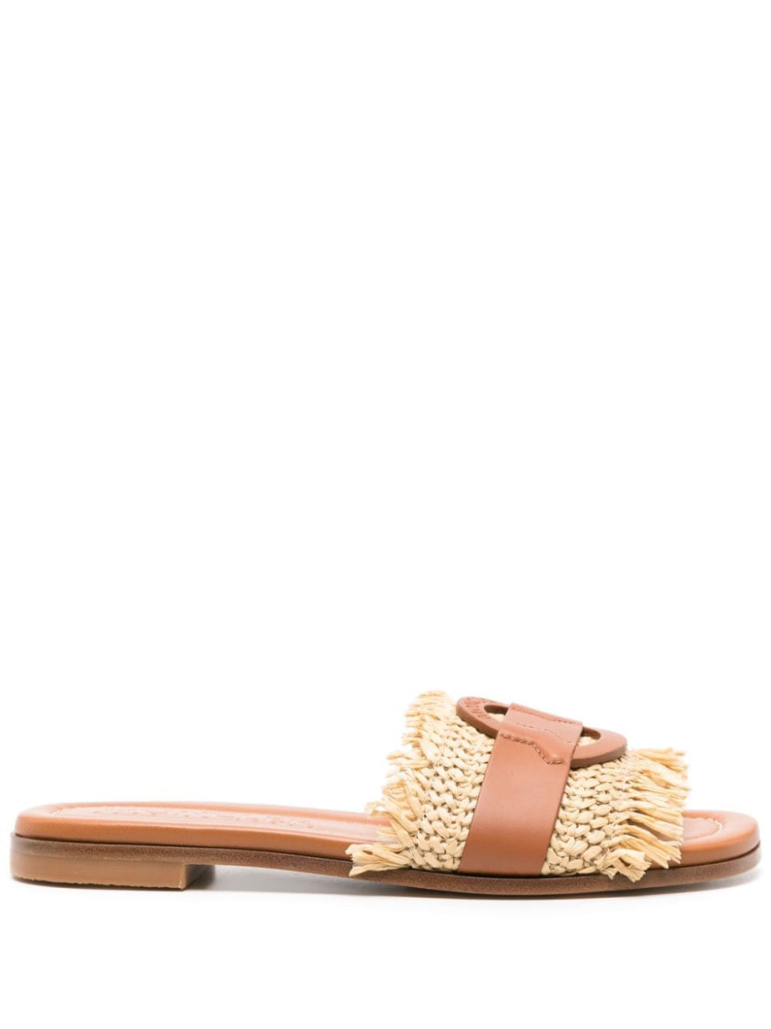 MONCLER BROWN SLIP ON SANDALS